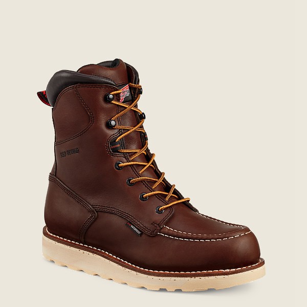 Red Wing Work Boots Burgundy - Mens Traction Tred - 8-inch Waterproof Soft Toe - 2745-BAFVU